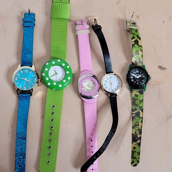 Watch Lot 5 Fashion Watches Assorted Colors Styles As Is Not Tested For Parts - Picture 1 of 14